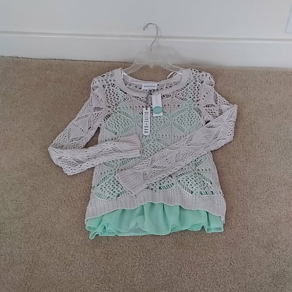 OLIVE+OAK Dovella Airy Knit Sweater ivory/light gr